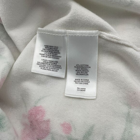 Jones NY Signature Long Sleeve Crewneck Pink Green Floral Motif Cardigan XL NWT - Picture 6 of 7